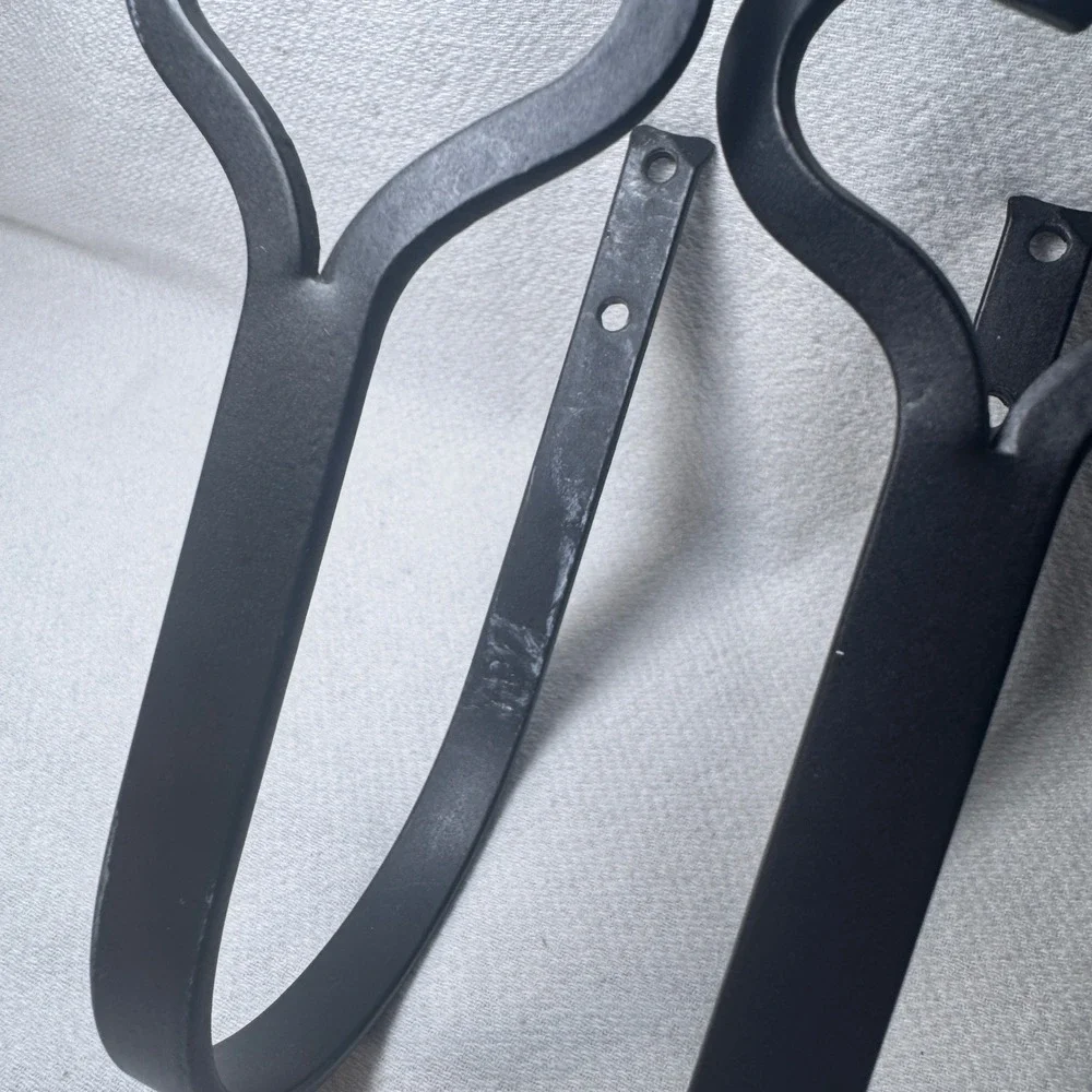 Set of 6 Heart Wrought Iron Wall Hooks Black Hand Forged Farmhouse Rustic 7 inch
